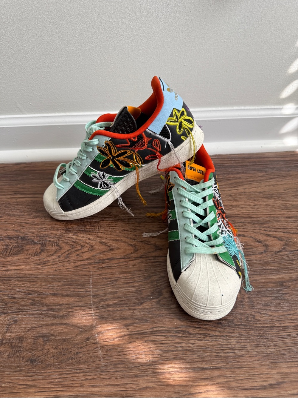 adidas Superstar AEC Sean Wotherspoon Superearth Black Embroidered Sneakers 7.5M - Picture 6 of 9
